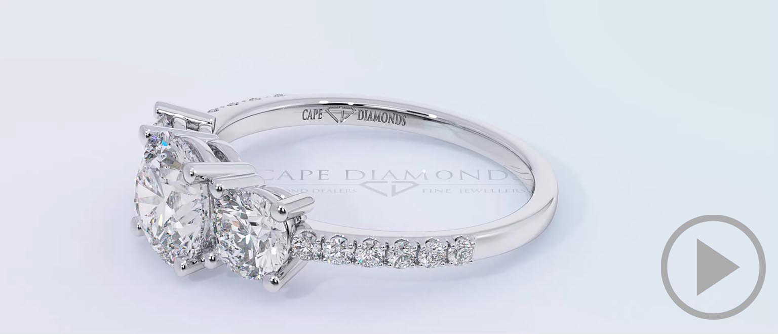 Natural Diamond Micro Pavé Trilogy Engagement Ring White Gold top video