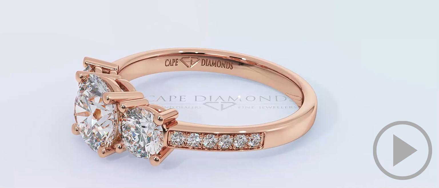 Lab Grown Diamond Pavé Trilogy Engagement Ring Rose Gold top video