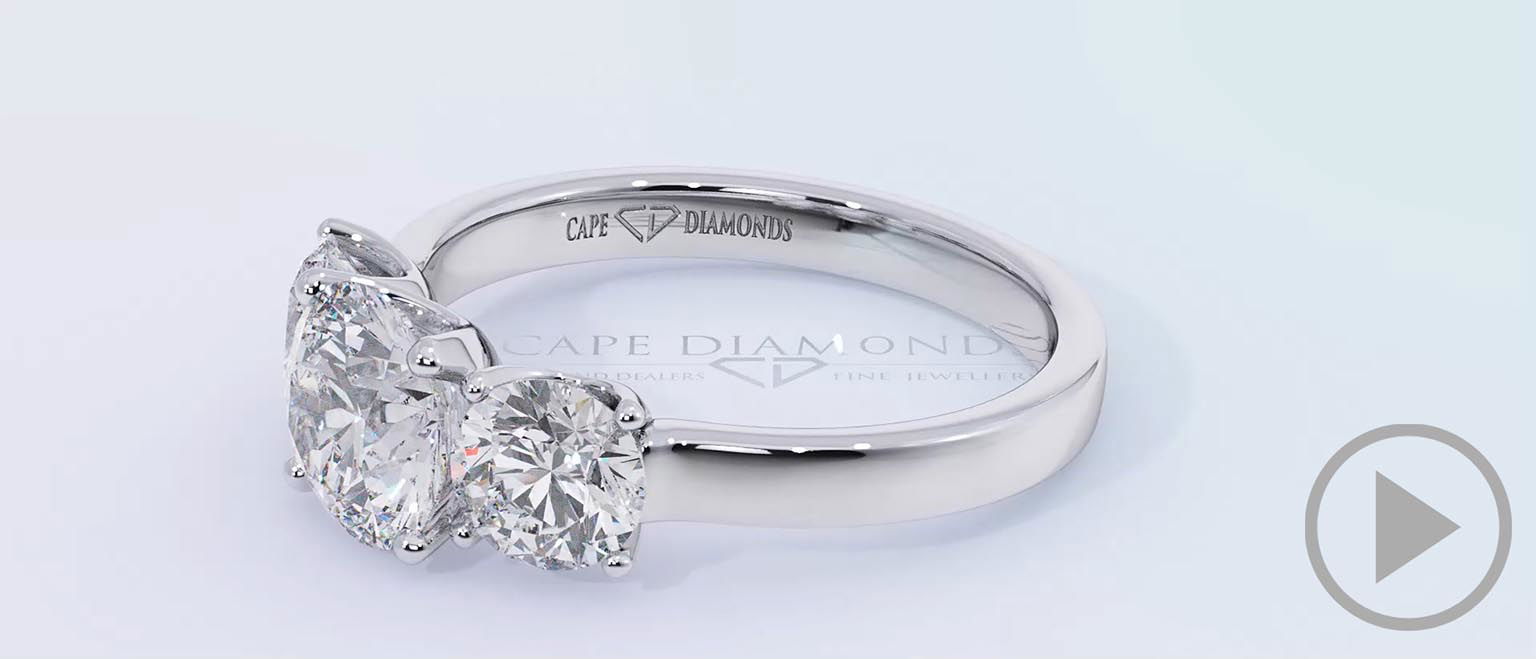 Lab Grown Diamond Trilogy Engagement Ring White Gold top video