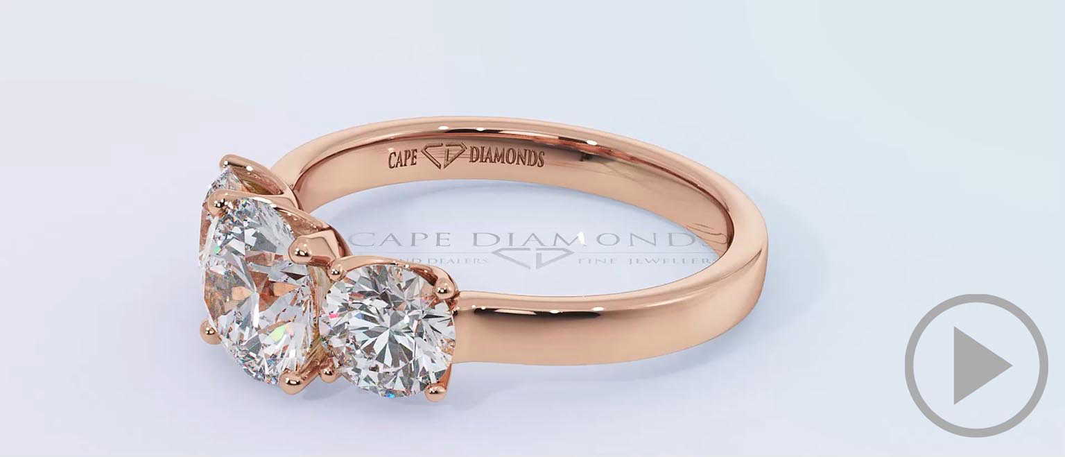 Natural Diamond Trilogy Engagement Ring Rose Gold top video