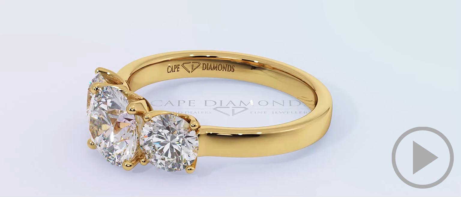 Trilogy Plain Band Natural Diamond Engagement Ring Yellow Gold top video