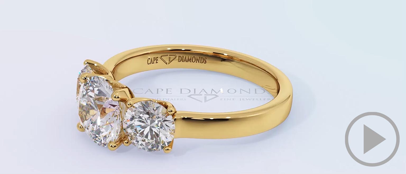 Trilogy Plain Band Natural Diamond Engagement Ring Yellow Gold top video