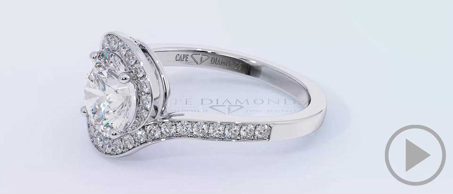 Round Lab Grown Diamond Ring White Gold With A Twist 4-Claw Pavé top video
