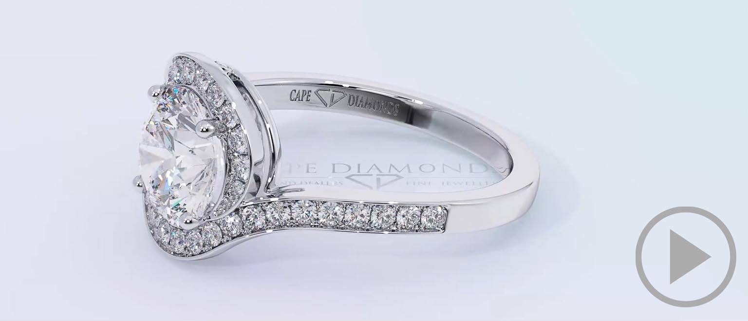 Round Lab Grown Diamond Ring White Gold With A Twist 4-Claw Pavé top video