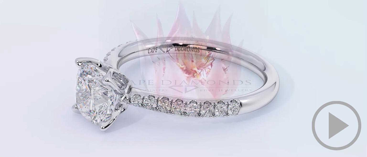 Blushing Bride Pave Cushion Natural Diamond Engagement Ring Platinum top video