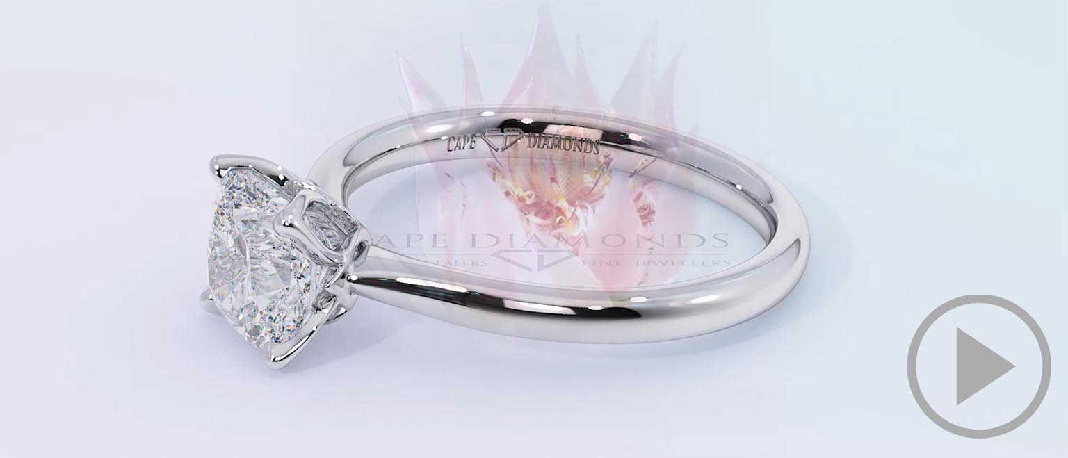 Cushion Blushing Bride Natural Diamond Engagement Ring White Gold top video