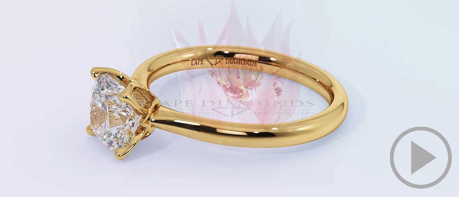 Cushion Blushing Bride Natural Diamond Engagement Ring Yellow Gold top video