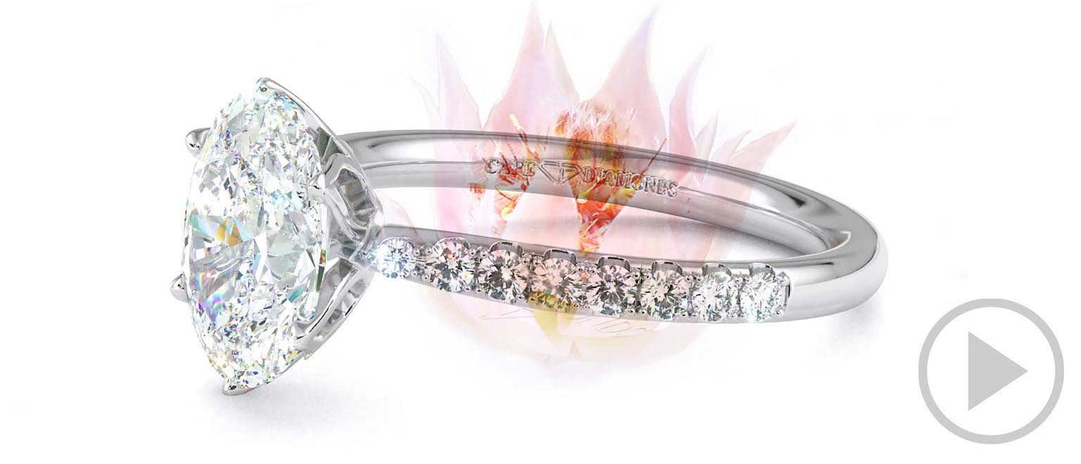 Oval Blushing Bride Natural Diamond Engagement Ring Platinum With Side Stones top video