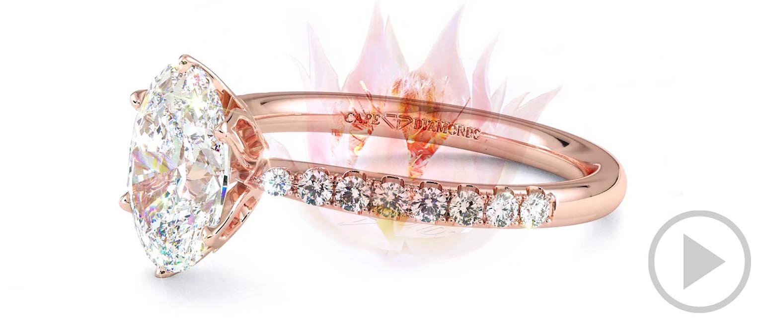 Moissanite Oval Blushing Bride Pave Engagement Ring Rose Gold top video