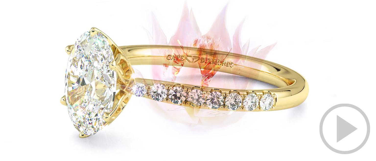 Blushing Bride Pave Oval Lab Grown Diamond Engagement Ring Yellow Gold top video