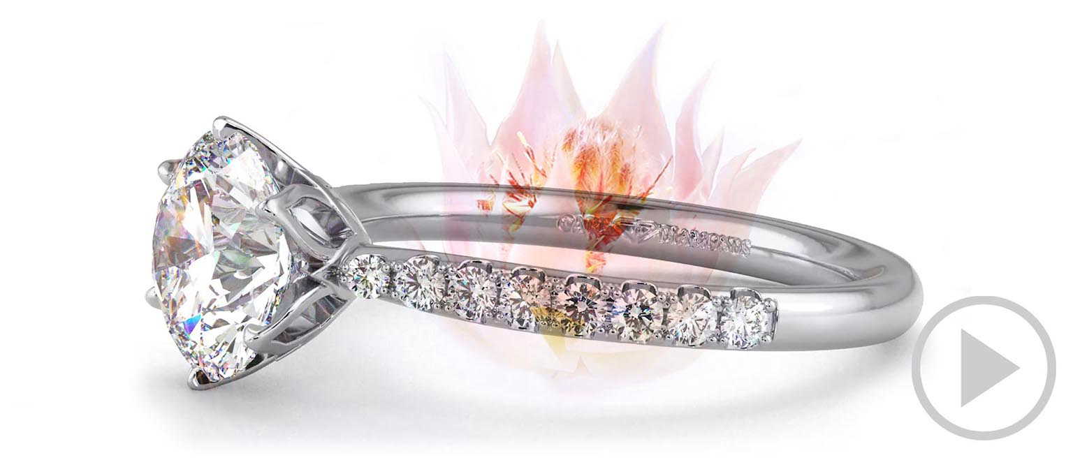 Blushing Bride Pave Round Natural Diamond Engagement Ring White Gold top video