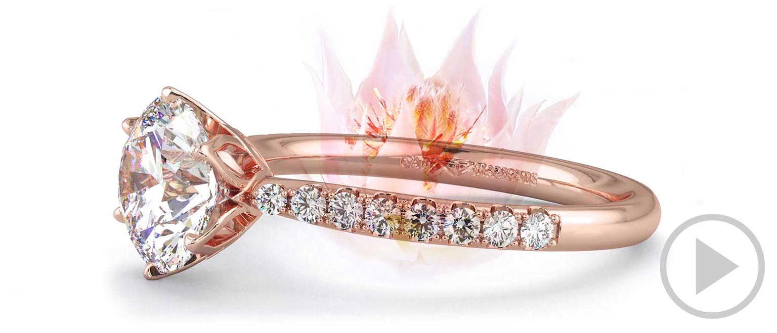 Blushing Bride Pave Round Lab Grown Diamond Engagement Ring Rose Gold top video