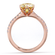 blushing bride fynbos yellow natural diamond round side stone engagement ring rose gold with 18k rose gold metal and round shape diamond
