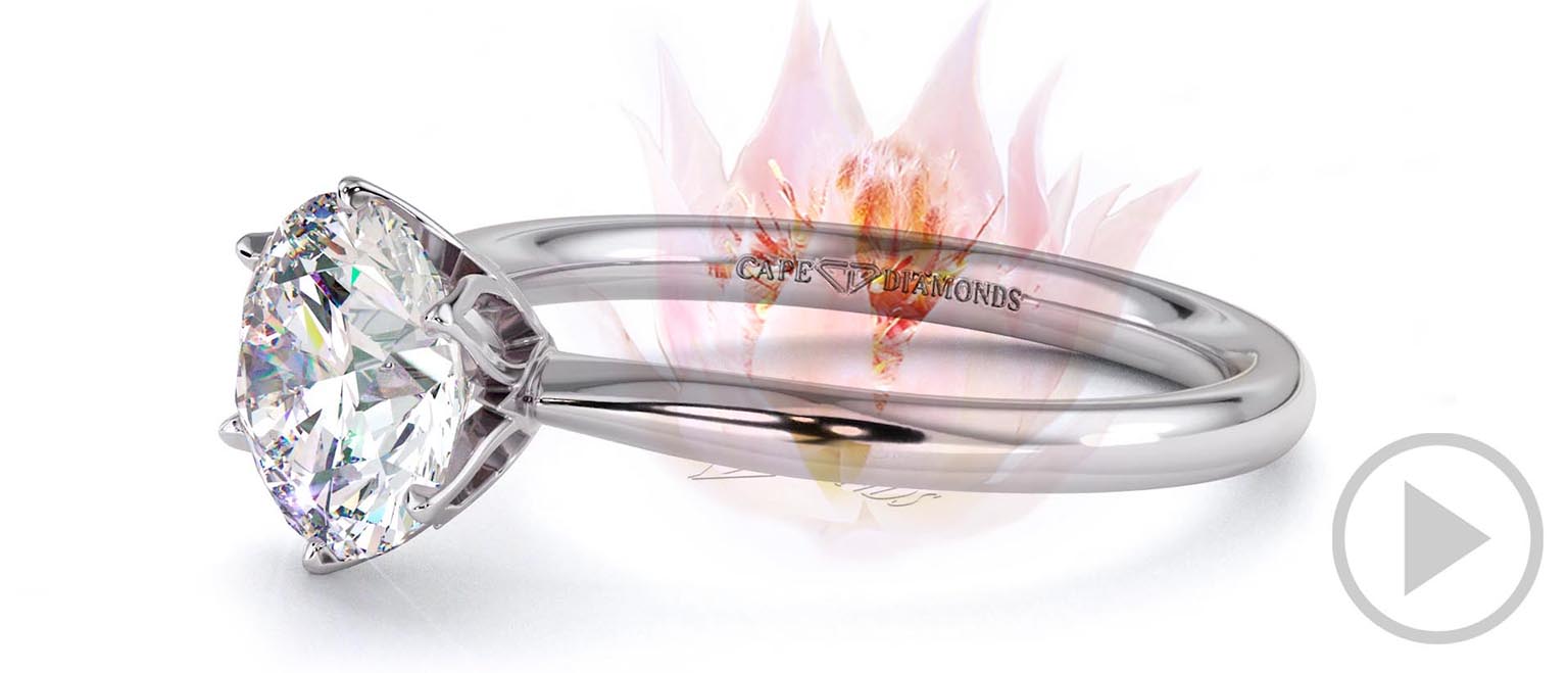 Round Blushing Bride Natural Diamond Engagement Ring White Gold top video