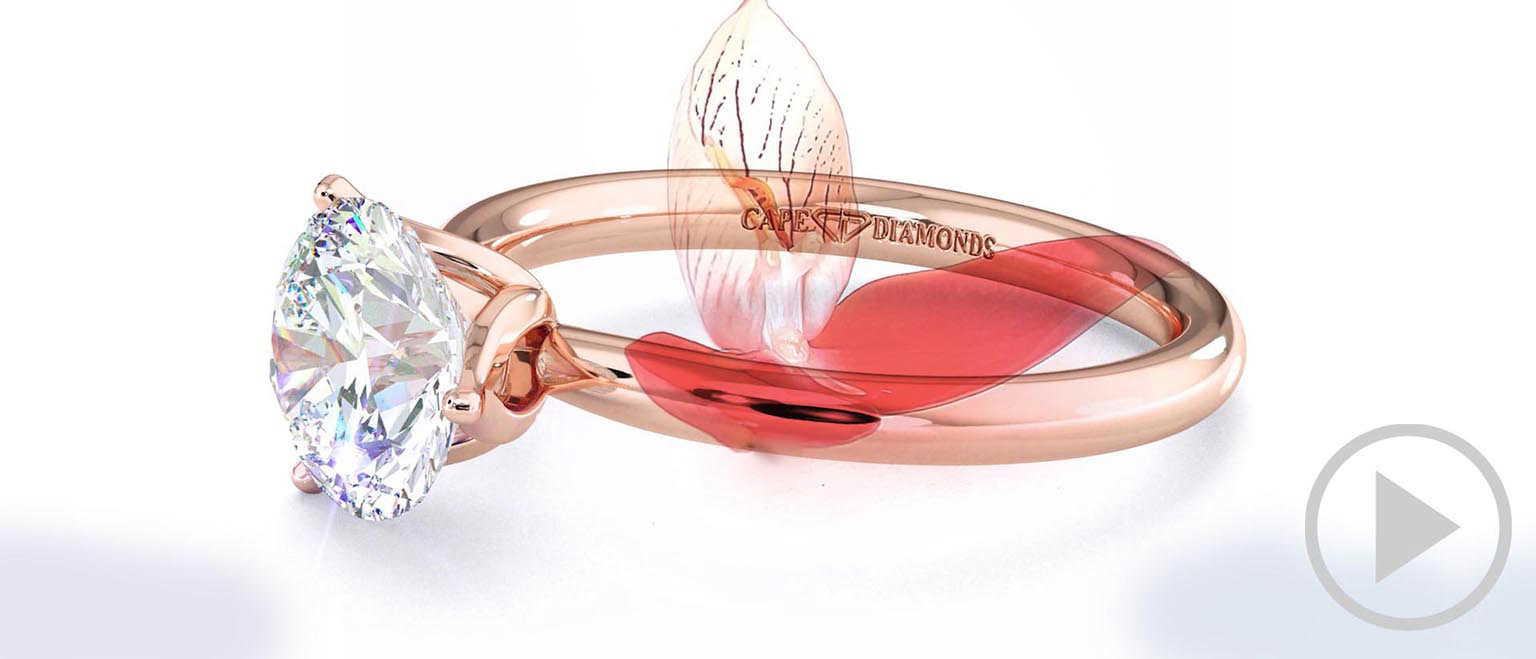 Disa Orchid Floral Lab Grown Diamond Engagement Ring Rose Gold top video