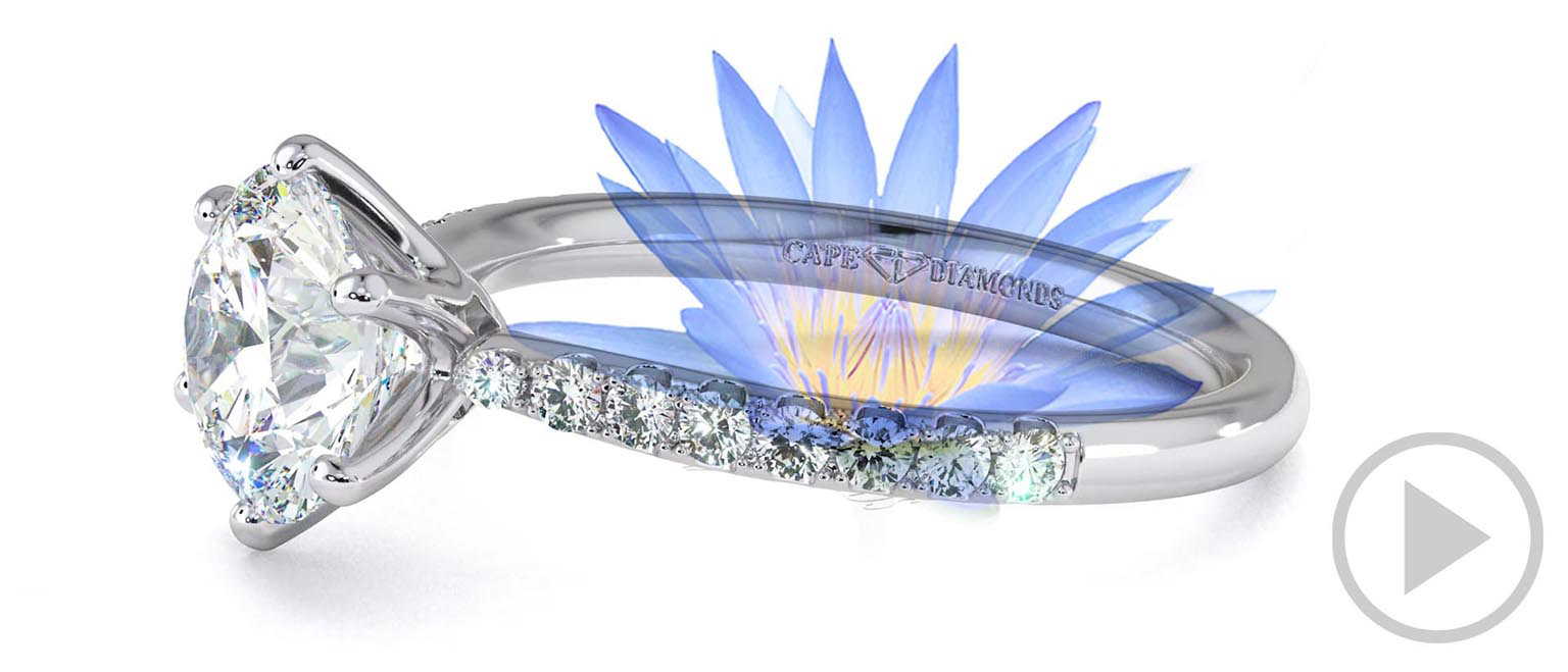 Moissanite Water Lily Pave Engagement Ring White Gold top video