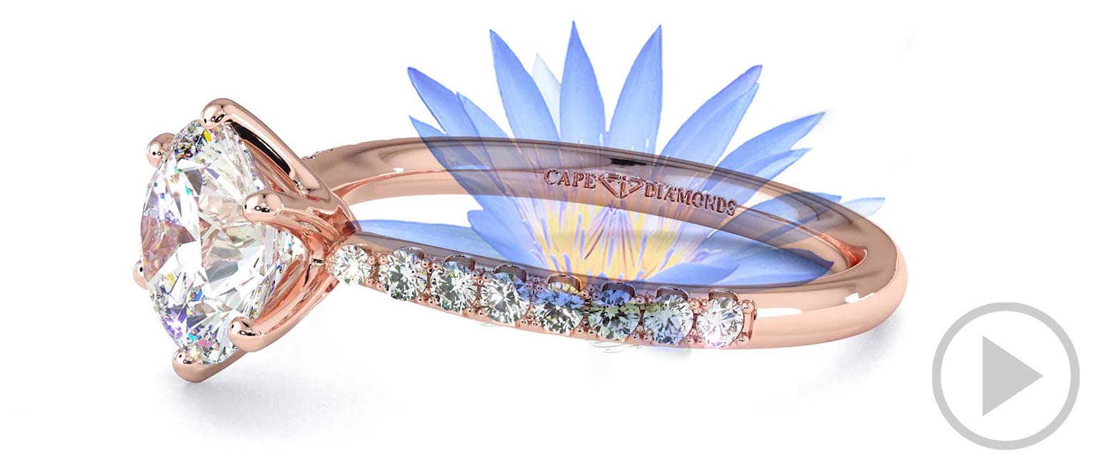 Moissanite Water Lily Pave Engagement Ring Rose Gold top video