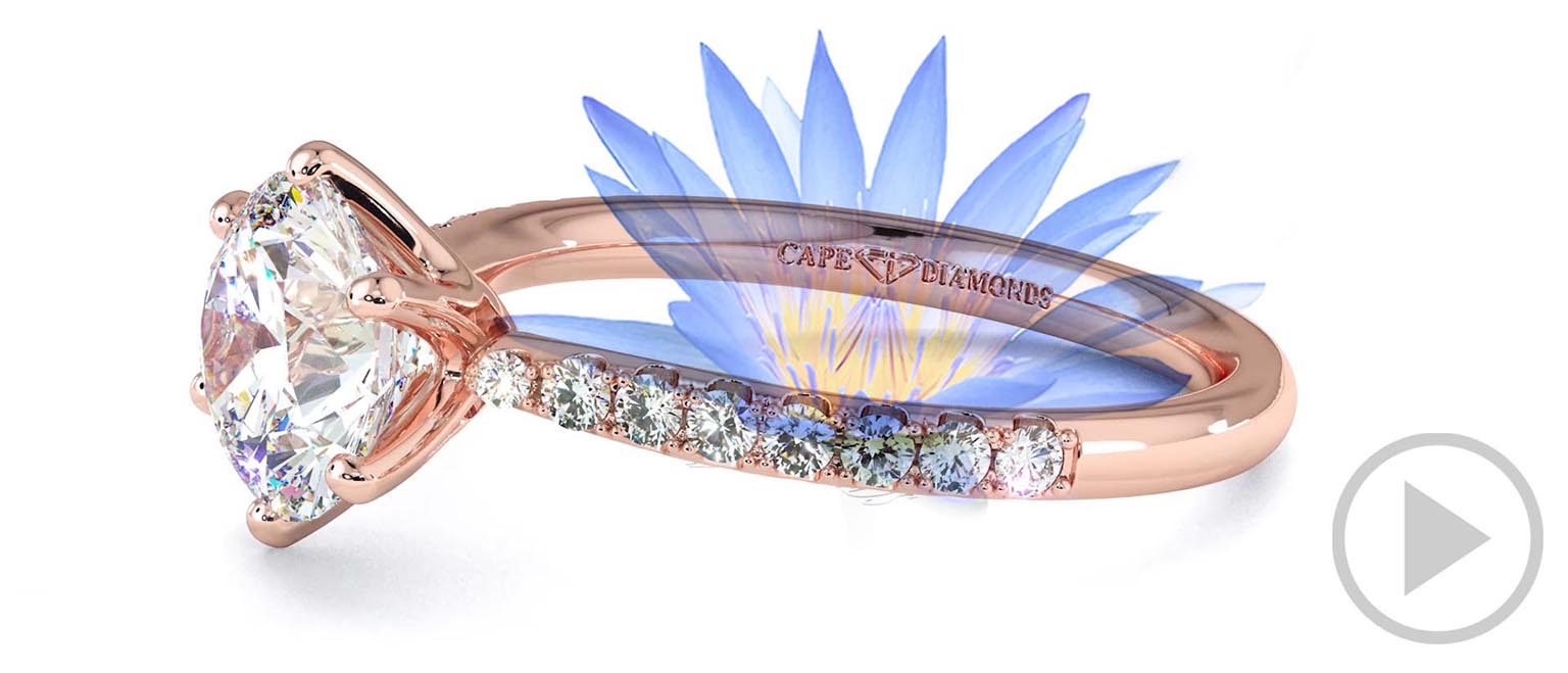 Water Lily Pave Natural Diamond Engagement Ring Rose Gold top video