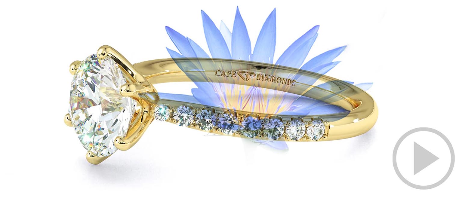 Water Lily Pave Natural Diamond Engagement Ring Yellow Gold top video