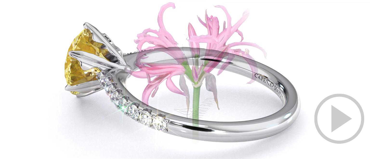 Nerine Queen Fynbos Yellow Natural Diamond Side Stone Engagement Ring White Gold top video