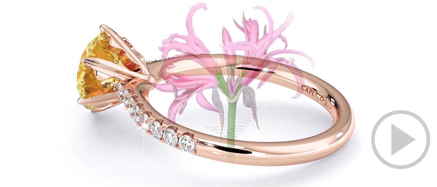 Nerine Queen Fynbos Yellow Natural Diamond Side Stone Engagement Ring Rose Gold top video