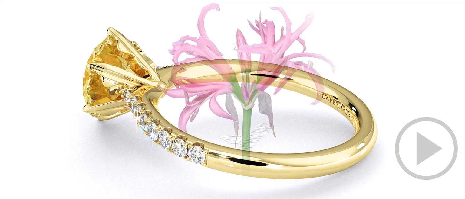 Nerine Queen Fynbos Yellow Natural Diamond Side Stone Engagement Ring Yellow Gold top video
