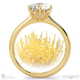 pincushion soltaire lab grown diamond engagement ring yellow gold with 18k yellow gold metal and round shape diamond