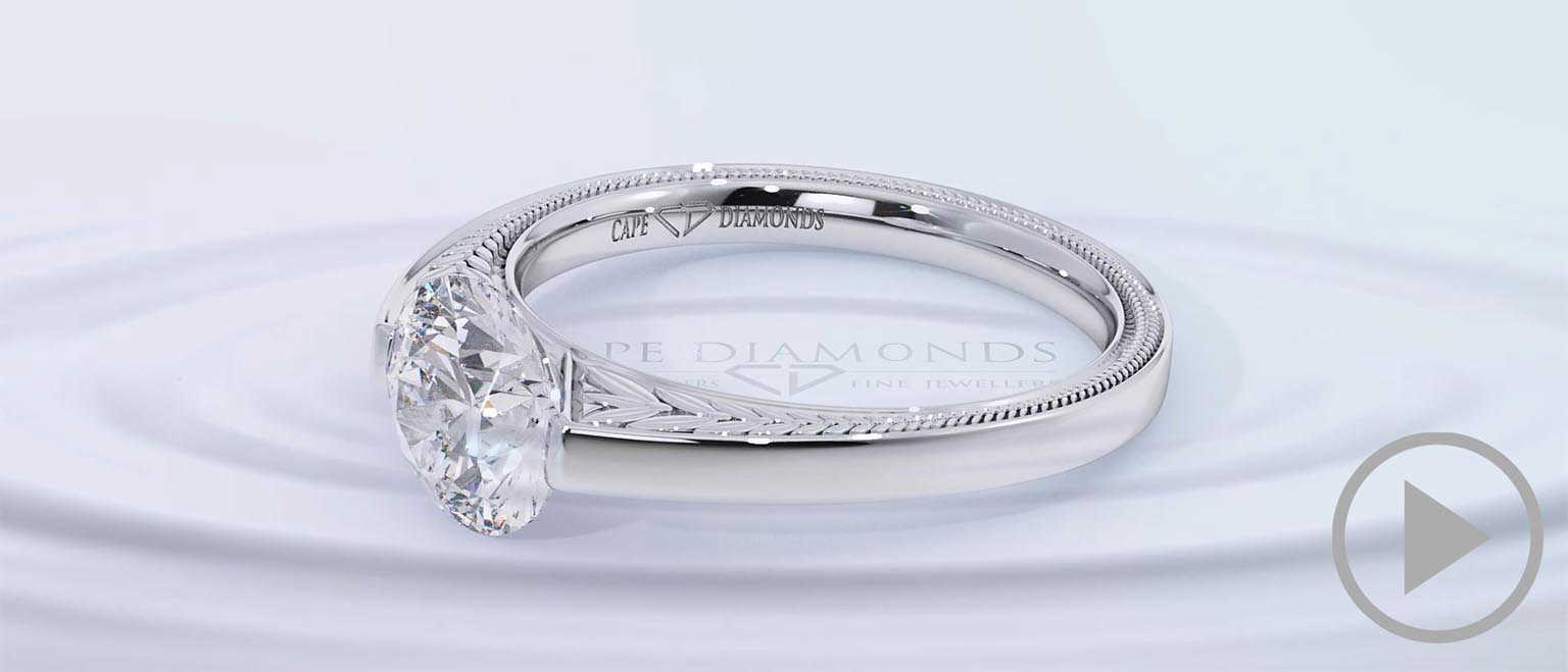 Loving Engraved Soul Natural Diamond Engagement Ring White Gold top video