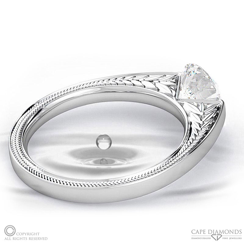 Loving Engraved Soul Natural Diamond Engagement Ring White Gold