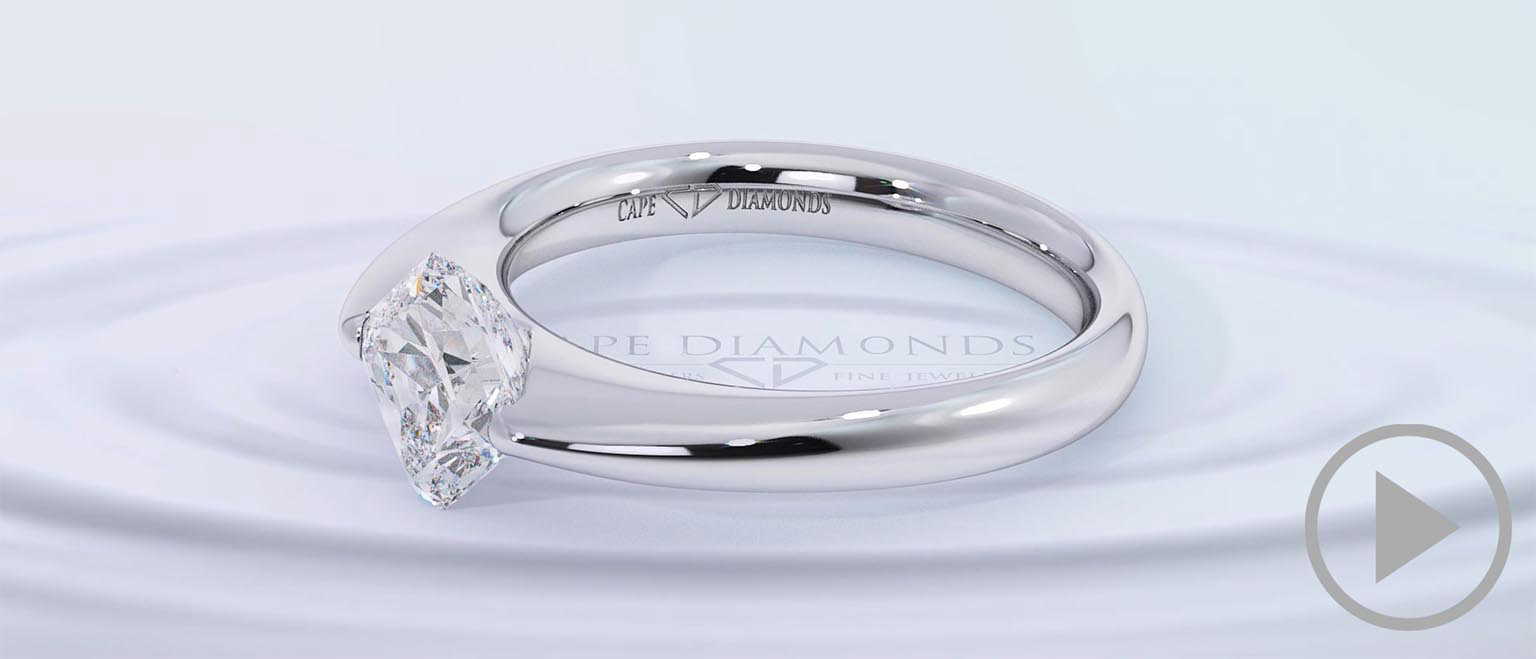 Radiant Soul Charm Natural Diamond Engagement Ring White Gold top video