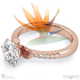 stunning strelitzia double side stone lab grown diamond engagement ring rose gold with 9k rose gold metal and round shape diamond
