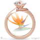 stunning strelitzia double side stone lab grown diamond engagement ring rose gold with 9k rose gold metal and round shape diamond