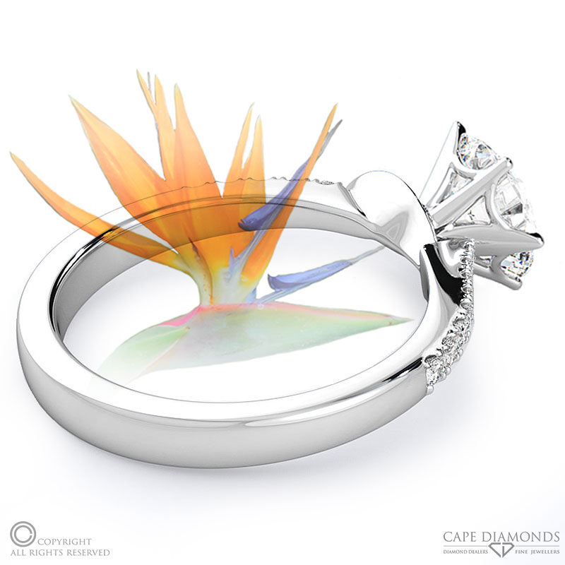 Stunning Strelitzia Double Side Stone Natural Diamond Engagement Ring White Gold
