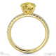 yellow lab grown diamond cat claw round side stone engagement ring yellow gold with 9k yellow gold metal and round shape diamond
