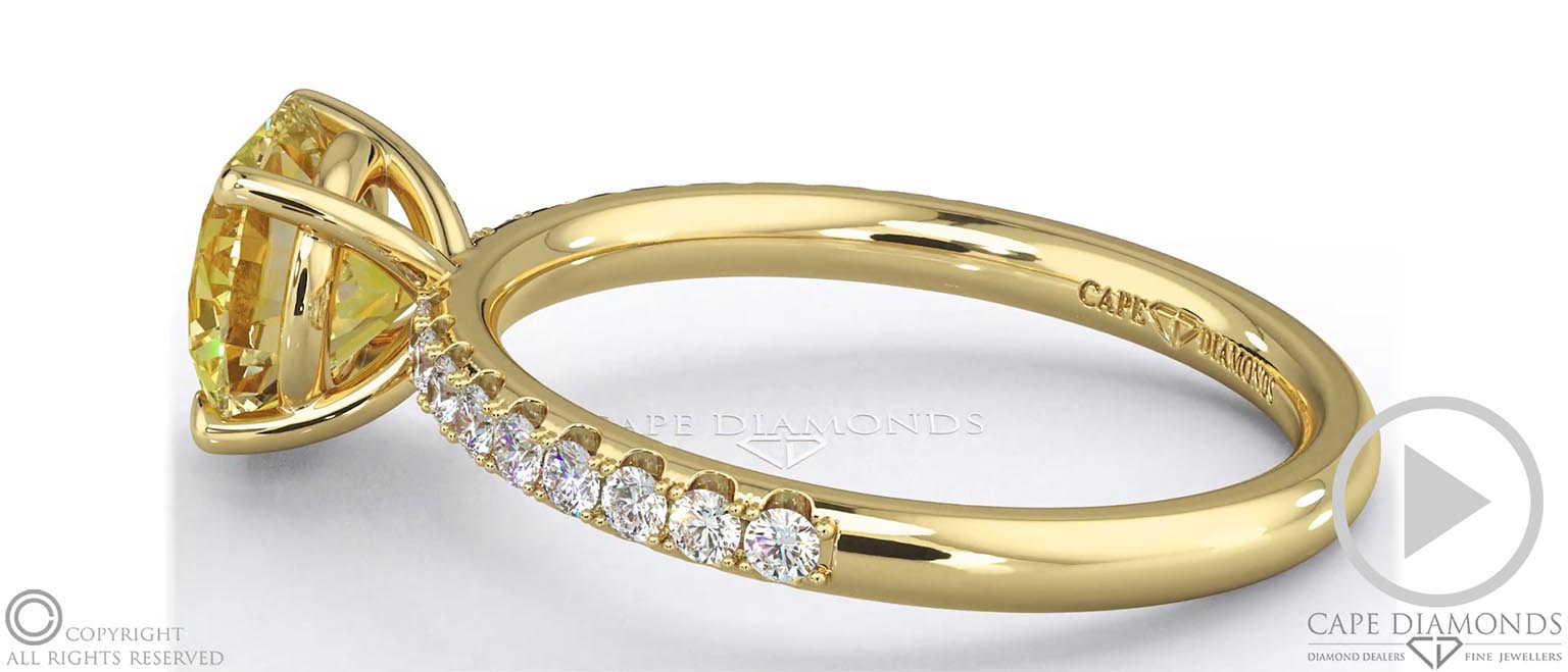 Yellow Lab Grown Diamond Cat Claw Round Side Stone Engagement Ring Yellow Gold top video