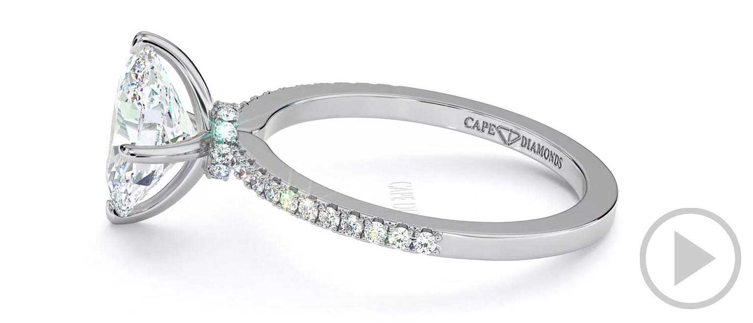 Hidden Halo Oval Lab Grown Diamond Cat Claw Engagement Ring White Gold top video
