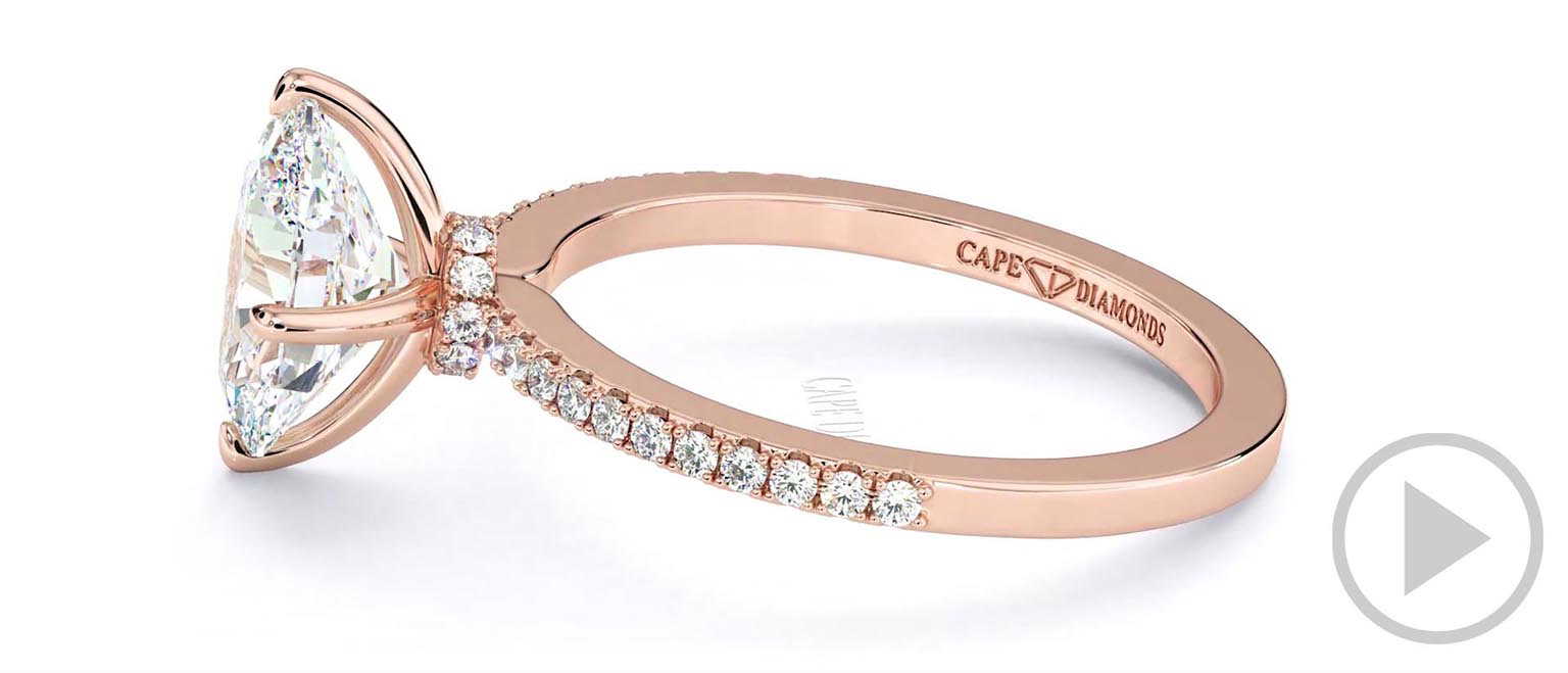 Hidden Halo Oval Natural Diamond Cat Claw Engagement Ring Rose Gold top video