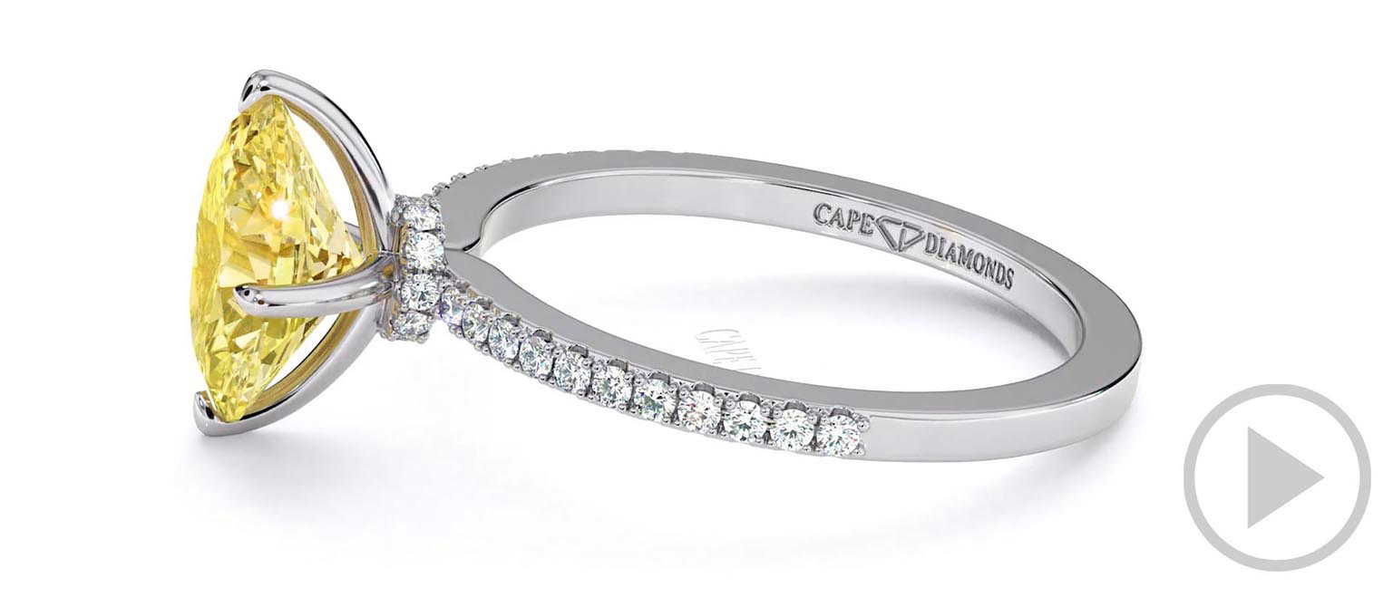 Yellow Lab Grown Diamond Four Claw Hidden Halo Engagement Ring Platinum top video