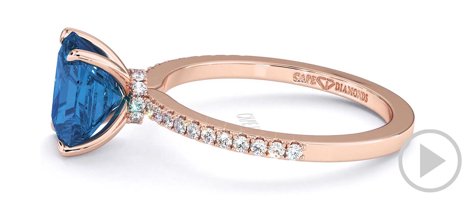 Sapphire Engagement Ring With Hidden Halo And Side Stones Rose Gold top video