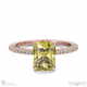 yellow natural diamond low hidden halo radiant cut engagement ring rose gold with 9k rose gold metal and radiant shape diamond