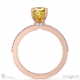 yellow natural diamond low hidden halo radiant cut engagement ring rose gold with 9k rose gold metal and radiant shape diamond