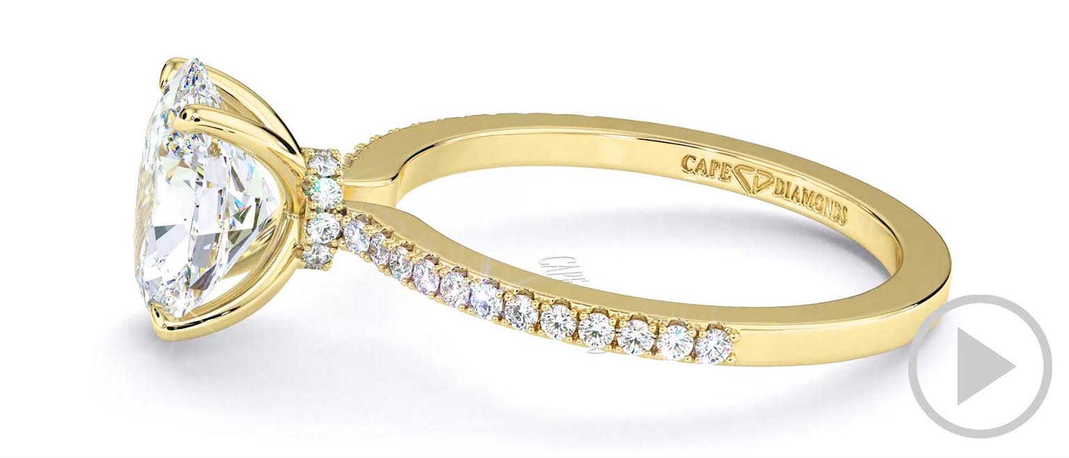 Natural Diamond Oval Hidden Halo Four Claw Engagement Ring Yellow Gold top video
