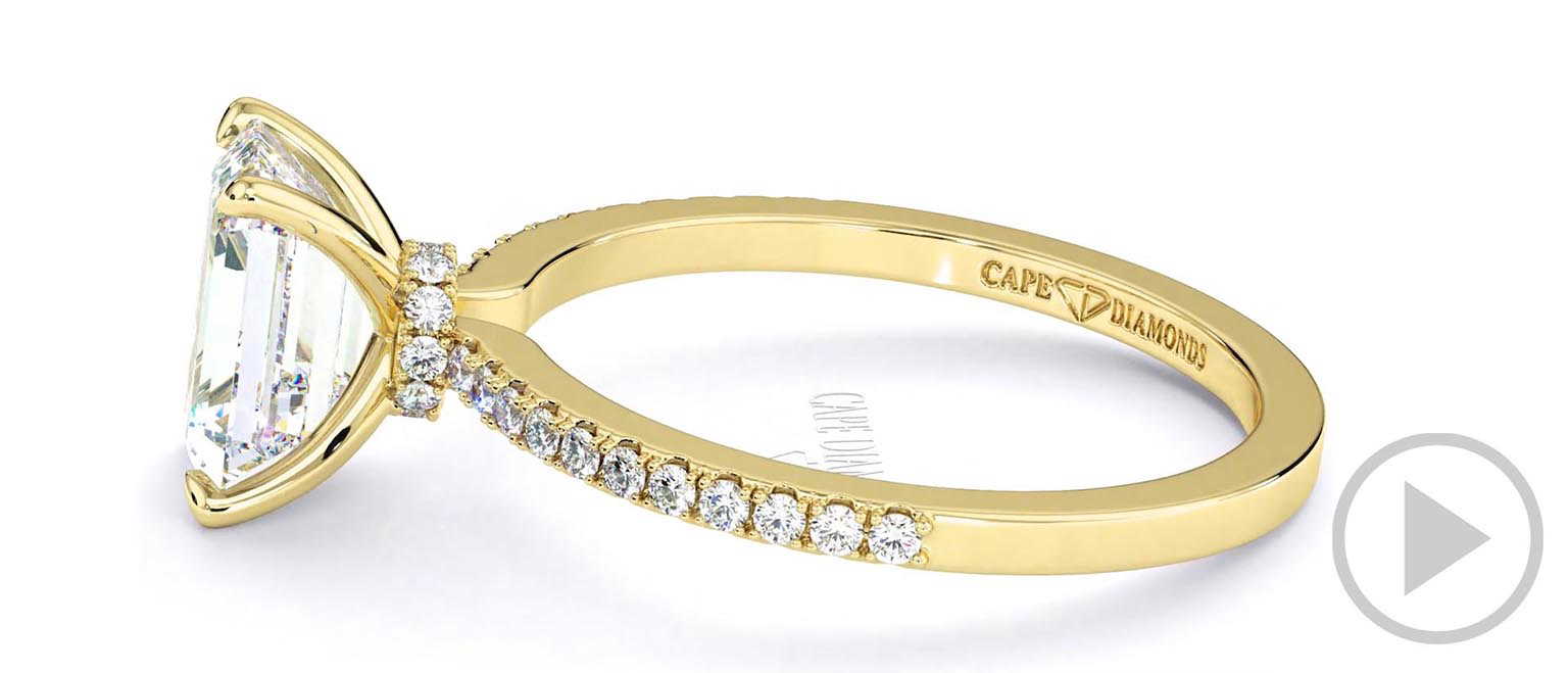 Natural Diamond Emerald Cut 4 Claw Engagement Ring Yellow Gold top video
