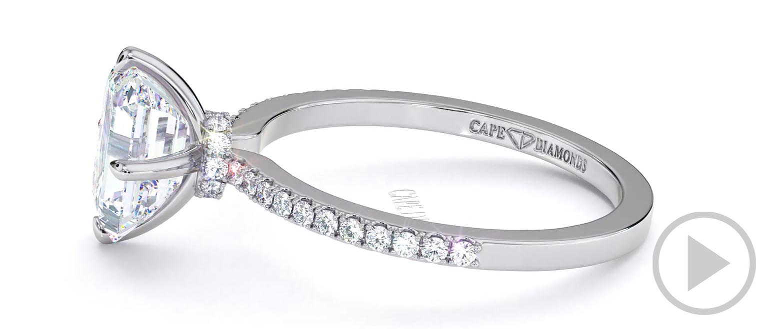 Hidden Halo Emerald Natural Diamond Cat Claw Engagement Ring Platinum top video