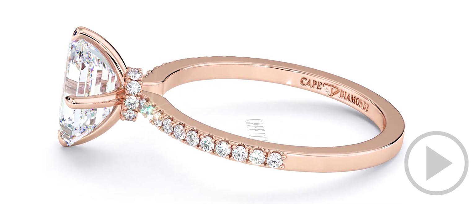 Hidden Halo Emerald Natural Diamond Cat Claw Engagement Ring Rose Gold top video