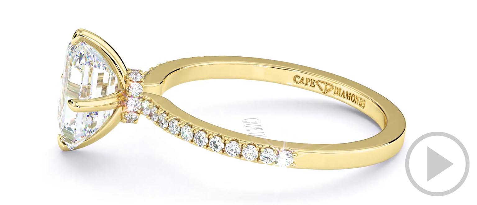 Sophisticated Four Cross Claw Emerald Natural Diamond Engagement Ring Yellow Gold top video