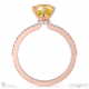 yellow natural diamond low hidden halo emerald cut cross claws engagement ring rose gold with 9k rose gold metal and emerald shape diamond