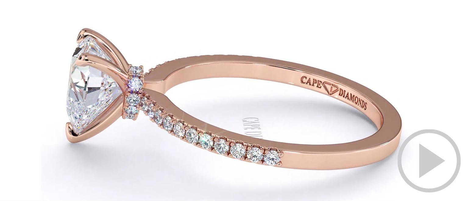 Hidden Halo Heart Lab Grown Diamond 4 Claw Engagement Ring Rose Gold top video