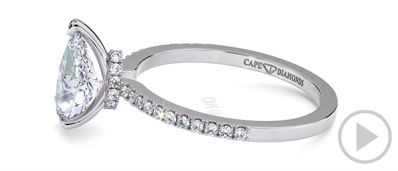 Pear Cut Hidden Halo Lab Grown Diamond Engagement Ring White Gold top video