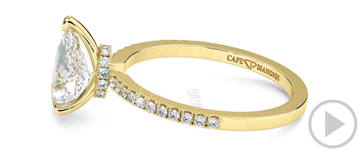 Natural Diamond Pear Cut 4 Claw Engagement Ring Yellow Gold top video